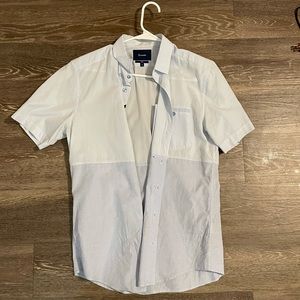 Two toned blue short sleeve button down